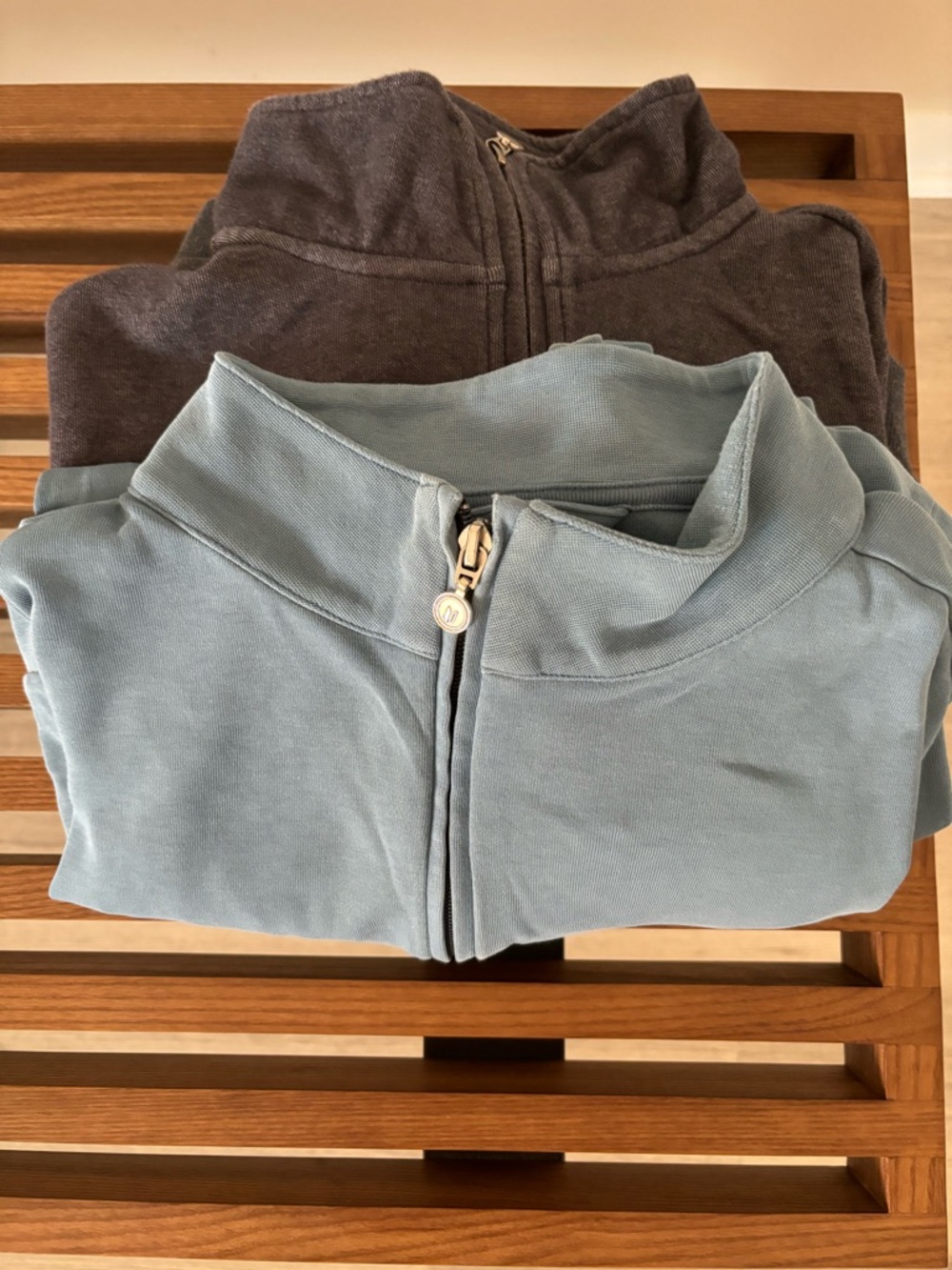 Linksoul Light Blue and Heather Blue Quarter-Zip Pullovers